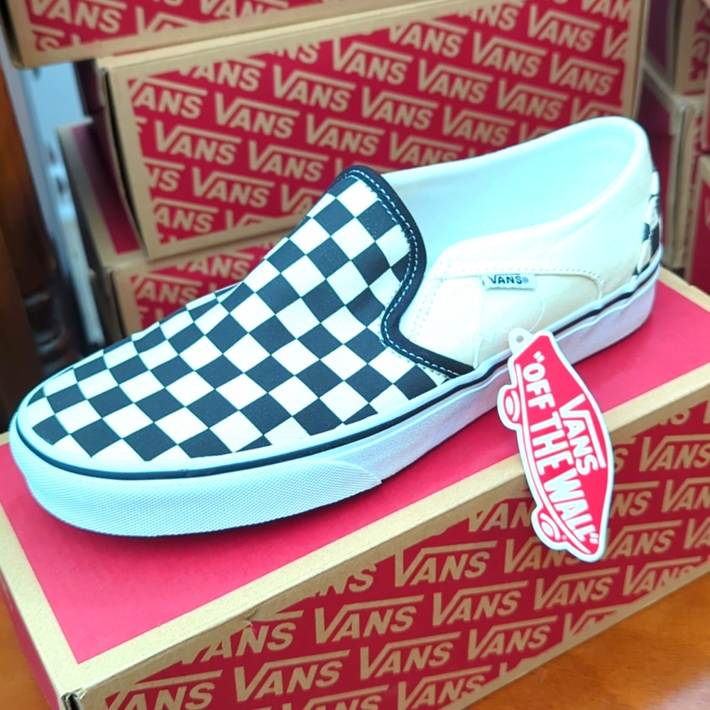 NEW Women's Vans Asher Checkerboard Black & White - Mult Sizes